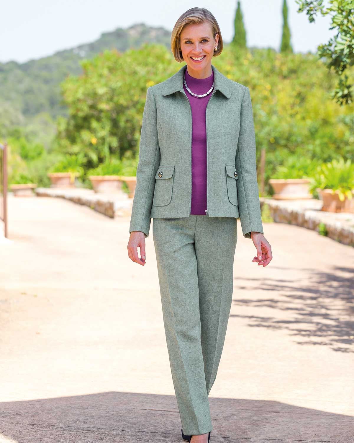 Tweed pant suit on sale womens